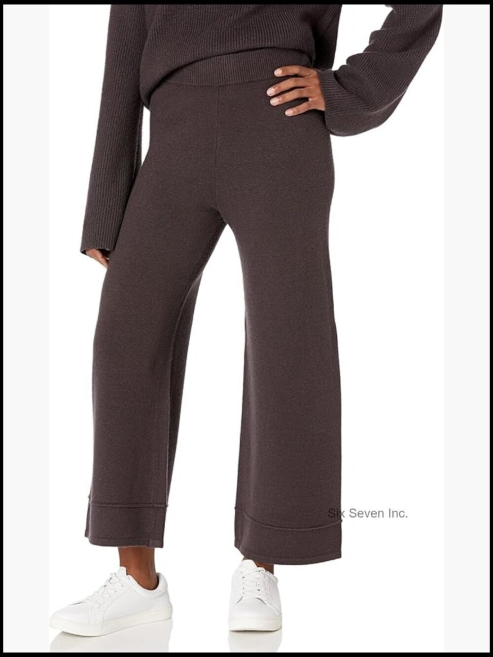 Cropped Sweater Pants - High Rise Pull-On Wide Leg